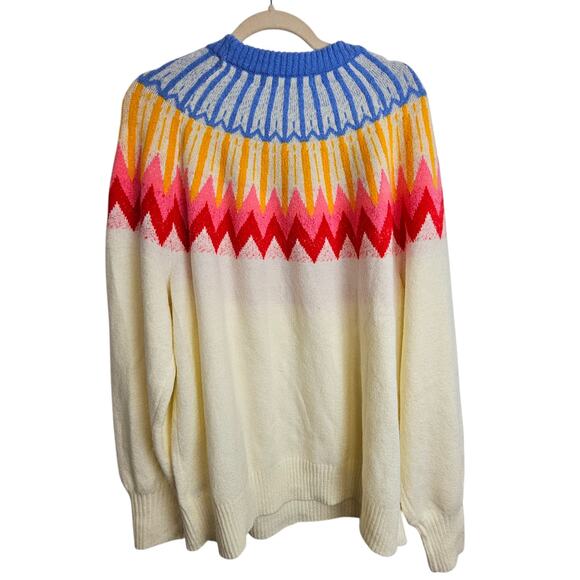 French Connection Womens Wool Blend Nordic Sweater XL Fair Isle Cozy Cobincore - Picture 9 of 9